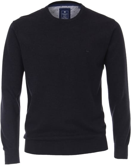 Redmond heren trui katoen - O-hals - donkerblauw