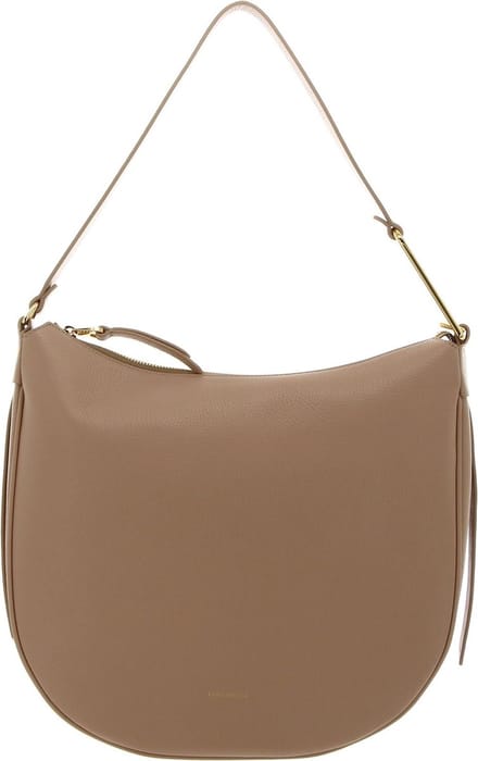 COCCINELLE Leren Schoudertas Priscilla Handbag Grained Leather Toasted Beige