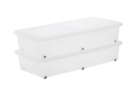 IRIS Clearbox Opbergbox - onder-het-bed - 35L - Kunststof - Met Wielen - Set van 2