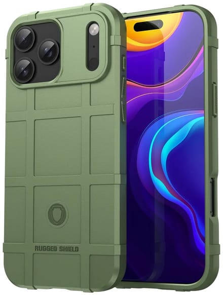 MobyDefend Hoesje - Geschikt voor iPhone 17 Pro Max - Rugged Shield TPU Backcover - Groen