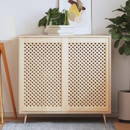 vidaXL - Kastdeuren - met - latwerk - 2 - st - 59,5x99 - cm - massief - grenenhout