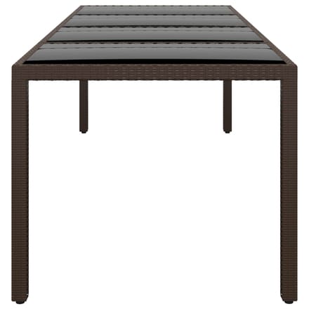 vidaXL - Tuintafel - met - glazen - blad - poly - rattan - bruin