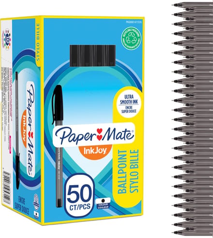 Paper Mate InkJoy 100ST-balpennen | Medium punt (1,0 mm) | Zwart | 50 stuks