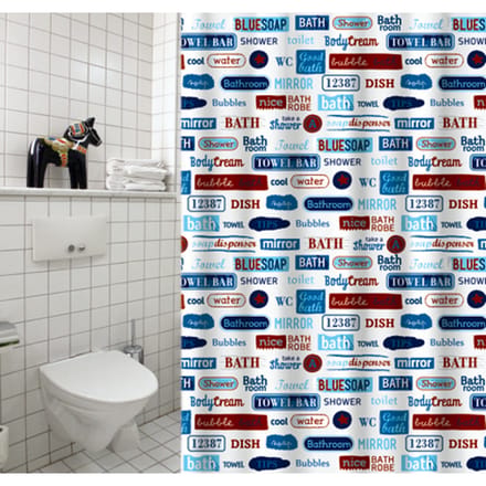 Msv Douchegordijn Labels Multikleur 180cm