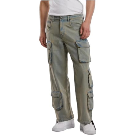 Urban Classics - Multi Pocket Denim Cargobroek - Taille, 31 inch - Blauw