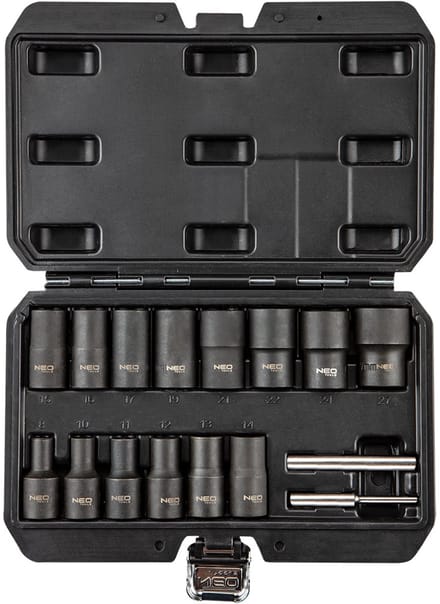 Grupa Topex - Dopsleutelset - Nasadki 1/2" - 16 stuks - Voor beschadigde moeren