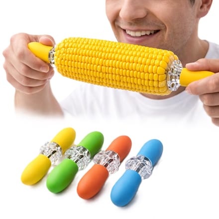 8x Maïskolfhouders (4 Paar) – RVS BBQ Maisprikkers met Siliconen Handvat – Corn Holders – Maiskolf Vorkjes – BBQ Accessoires voor Grill, Picknick & Camping