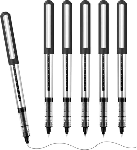 Set van 6 Rollerball Pennen - Zwarte Gelpennen 0.5mm Sneldrogende Inkt