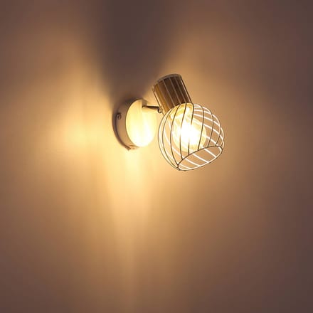 Globo Wandlamp Luise in wit met houtoptiek-fitting