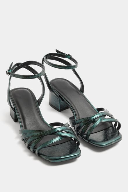 Yours Turquoisegroene Pumps Met Gekruiste Bandjes In Extra Brede Eeepasvormsize 40EEE