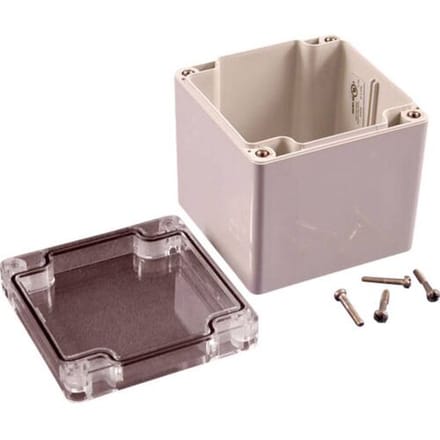 Hammond Electronics 1554EE2GYCL Universele behuizing 90 x 90 x 90 Polycarbonaat Grijs, Helder 1 stuk(s)