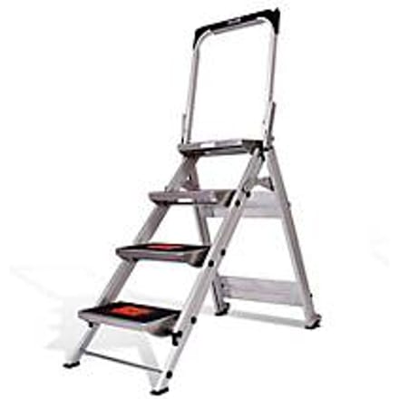 Veilligheidstrap, met beugel, aluminium, 4 treden