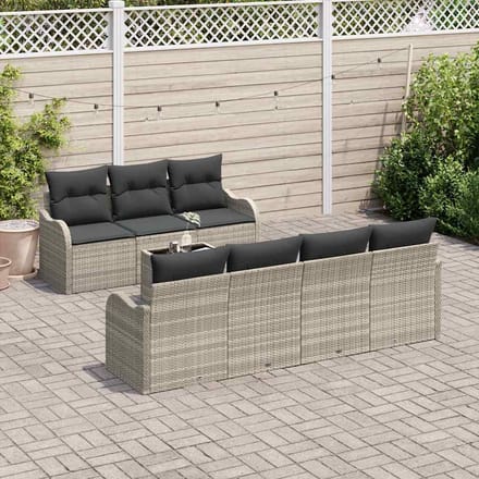 vidaXL - Tuinbank - Set - 8 - st - 7-zits - Lichtgrijs - poly - rattan