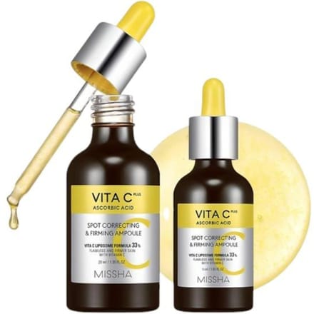 MISSHA Vita C Plus Ampoule Correctrice de Taches & Raffermissante 20 ml + 15 ml — Ensemble Sérum Éclat & Élasticité black