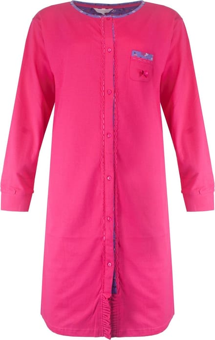 Tenderness Dames Nachthemd - Doorknoop - Donker Roze - Maat M