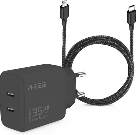 Usb C snellader 2 poorten + Oplader kabel geschikt voor iPhone 14/13/12/11/X/8/7/SE - Lightning naar usb-C kabel - 2 meter
