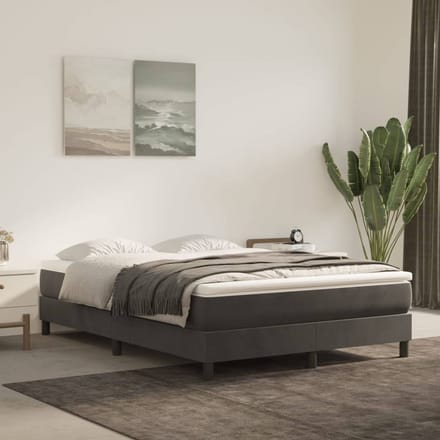 vidaXL - Boxspring - bed - 140x190 - cm - fluweel - donkergrijs