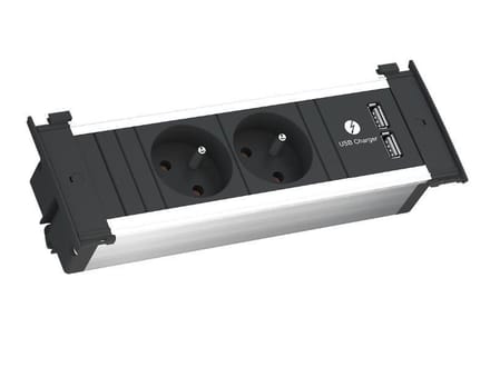 Bachmann Kapsa inbouw stopcontact met 2 USB laders - Zwart (BE aarding)