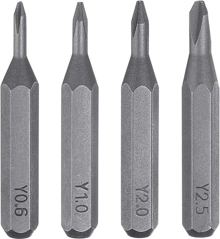 Set van 4 Tri-Wings Schroevendraaierbits Y0.6 tot Y2.5 met Magnetische Kop