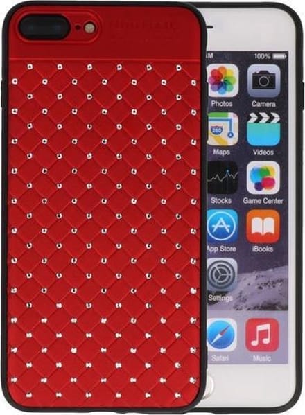 Rood Diamand Geweven hard case hoesje voor Apple iPhone 7 Plus / 8 Plus