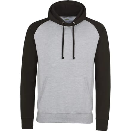 Just Hoods Baseball Hoodie JH009 - HEATHER GREY/JET BLACK - M