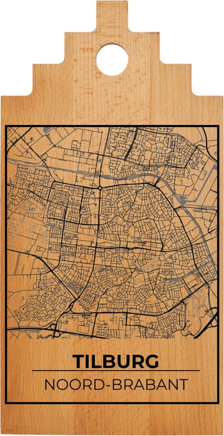 JM Woods - Borrelplank - Serveerplank - Hapjesplank - Kaasplank - Plattegrond - TILBURG CENTRUM - Gepersonaliseerd - Cadeau tip!