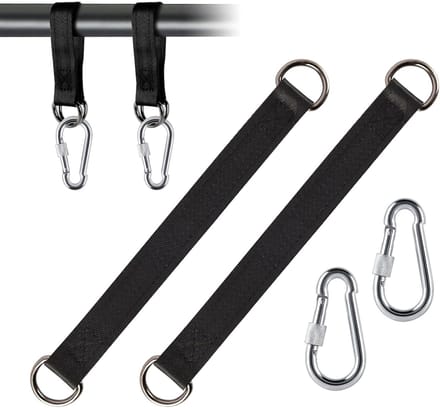 Hangmatbevestiging met 2 zware karabijnhaken en D-ringen voor optimale schommelbeveiliging