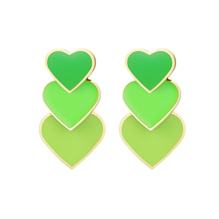 Oorbellen kleurrijke harten - Groen