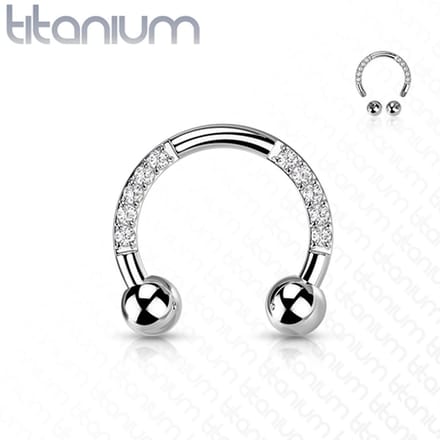 Piercing titanium horseshoe CZ steentjes 1.2x8x3 - zilver - LMPiercings