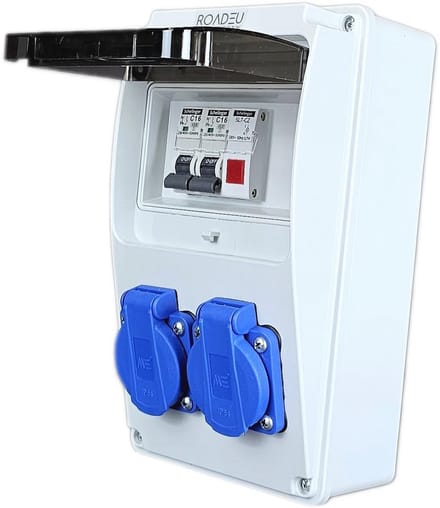 Stroomverdeler 230V met 2x Schuko stopcontacten en LED Lichtmelder