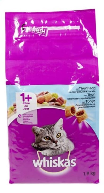 WHISKAS - 1+ droog tonijn - 1,9KG