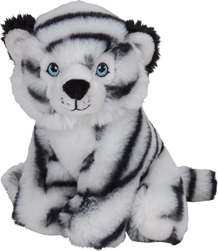 Nature Planet pluche knuffel witte tijger - 16 cm - wilde dieren knuffels