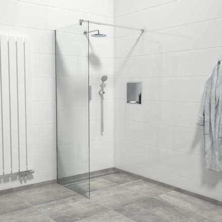 Van Marcke Inloopdouche - 80x200cm - veiligheidsglas - band mat glas - anti kalk - chroom