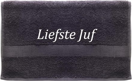 Handdoek - Liefste Juf - 100x50cm - Grijs