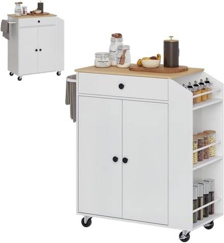 HOMCOM-Kücheninsel-Spanplatte, MDF-82L x 38B x 86,5H cm-Weiß