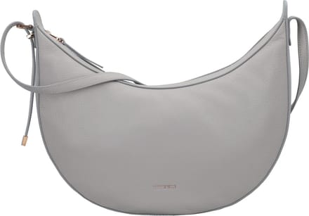 COCCINELLE Leren Schoudertas Coccinelle Gleen Handbag Grained Leather Light Grey Lichtgrijs