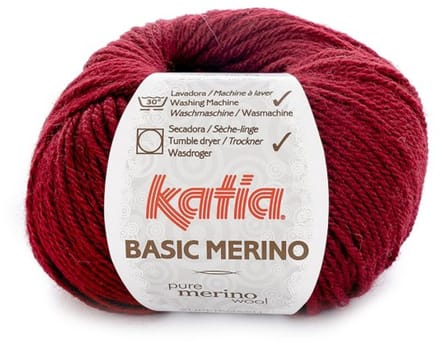 Katia Basic Merino - 23 donker wijnrood - Wol/Acryl Garen