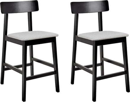ISANTI - Barkruk set van 2 - Grijs/Zwart - Rubberhout