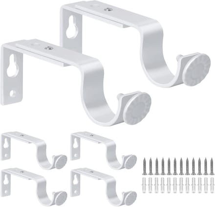 Gordijnroede Beugels - Roede Hangers - Venster Decoratie - Verstelbare Lengte - 6 Stuks - Wit