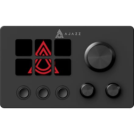 AJAZZ AKP03E Mini Stream Deck – 6 Programmeerbare LCD Toetsen, 3 Draaiknoppen & Volumeregeling – Macro Controller voor Streaming, Gaming, Content Creatie en Productiviteit – Wit