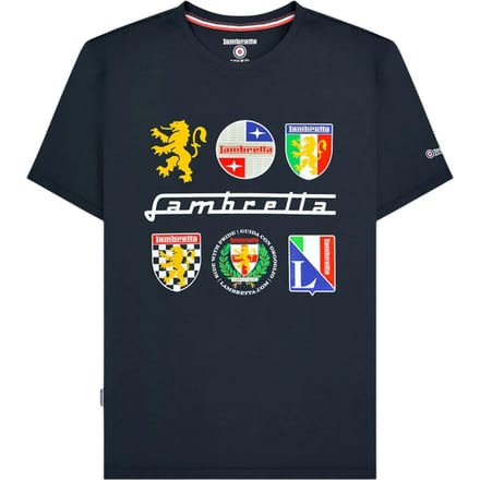 Lambretta Heren Heritage SS26 Logos T-Shirt (Marineblauw)