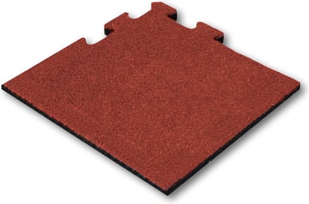 Rubber tegel 50 mm - 50 x 50 cm - Rood - Puzzelsysteem - Hoekstuk