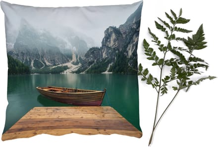 Sierkussens - Kussentjes Woonkamer - 60x60 cm - Mist - Sneeuw - Berg - Boot