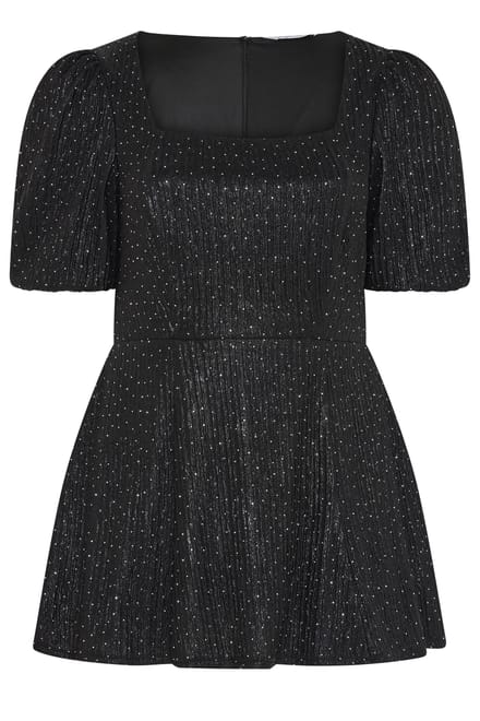 Yours London Zwarte Peplumtop Met Metallic Studs Size 48
