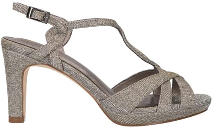 La Strada Sandaal Pewter Glitter Textiel - Damesschoenen - Maat - 41