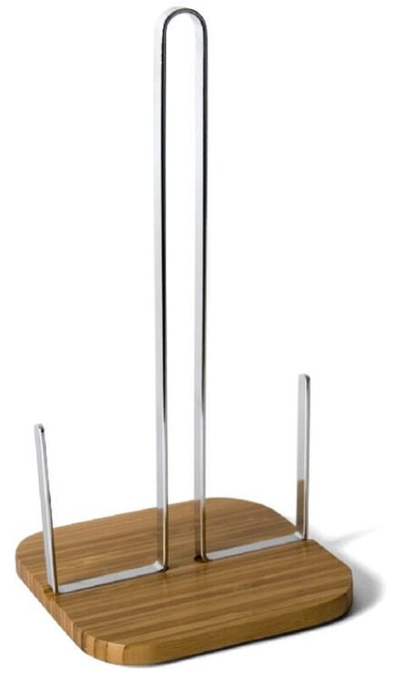 Gerimport Keukenrolhouder - metaal/bamboe - staand - tafel model - 31 cm - keukenrollen