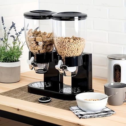 Cornflakes Dispenser – Zwarte Graandispenser – Luchtdichte Voorraadbus voor Ontbijtgranen, Muesli & Cornflakes