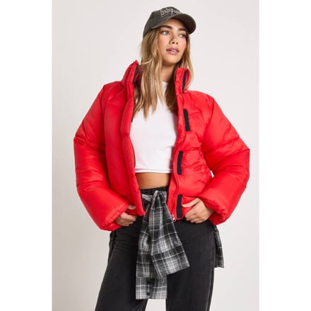 boohoo Dames Quilt Detail Puffer Jacket | Red | Maat: 10
