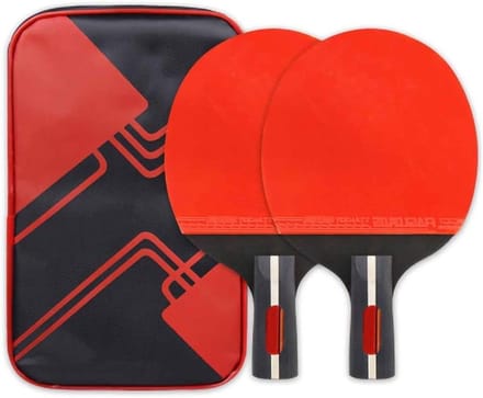 Tafeltennisbatje set - Pingpong rackets - Competitie training - Hoog elastisch rubber - Set van 2 - Rood Zwart