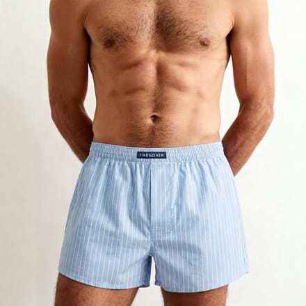TrueFeel | 3-pack blauw met wit gestreepte losvallende premium katoenen boxershorts